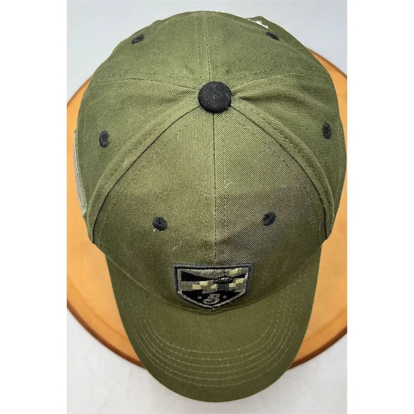 Melonwear Men's Olive Green Baseball Cap w/ American Flag Lighthouse Patch - Picture 5 of 7